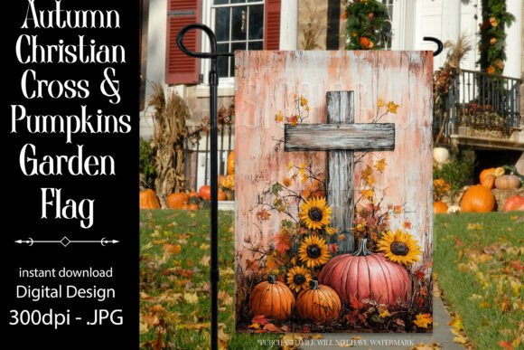 Autumn Christian Cross Garden Flag 6 Graphics for Crafts