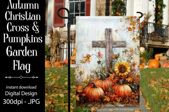 Autumn Christian Cross Garden Flag 7 Graphics for Crafts