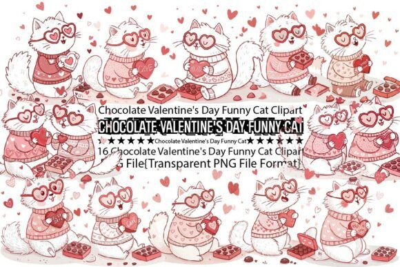 Chocolate Valentine’s Day Funny Cat Graphics for Crafts