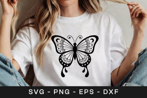Cute Butterfly Outline Design for T-Shirt Graphics and Crafts