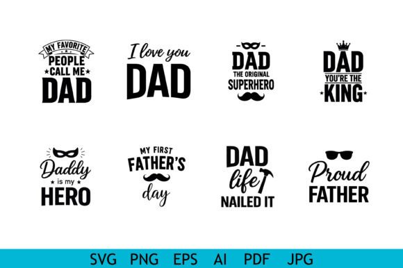 Funny Dad Quotes Typography Bundle Graphics for Crafts