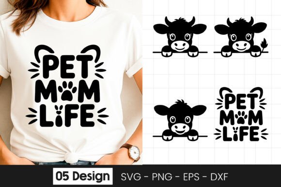 Pet Mom Life Dog Cartoon T Shirt Design Graphics for Crafts