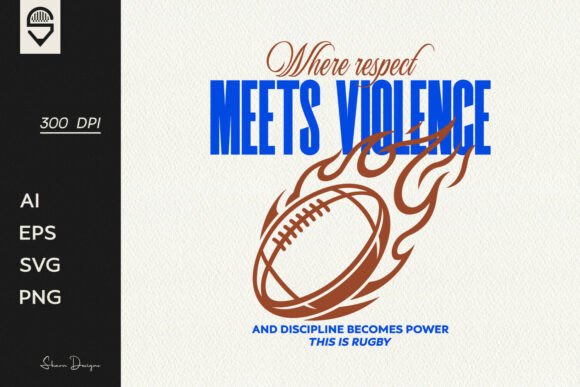 Rugby Flaming Ball Graphic for Bold Crafts