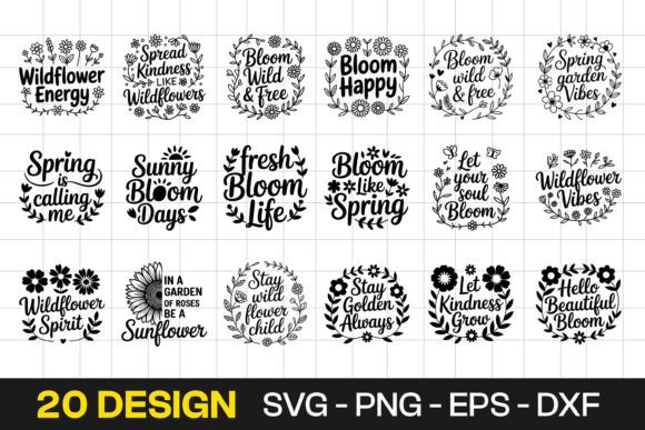 Wildflower Floral Quotes Typography for Crafts and Graphics