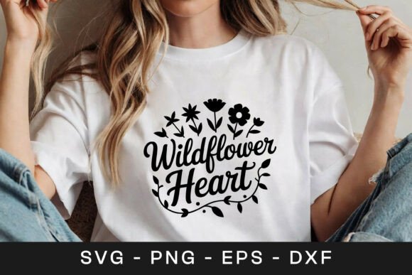 Wildflower Heart Floral Graphics for Crafts and Design
